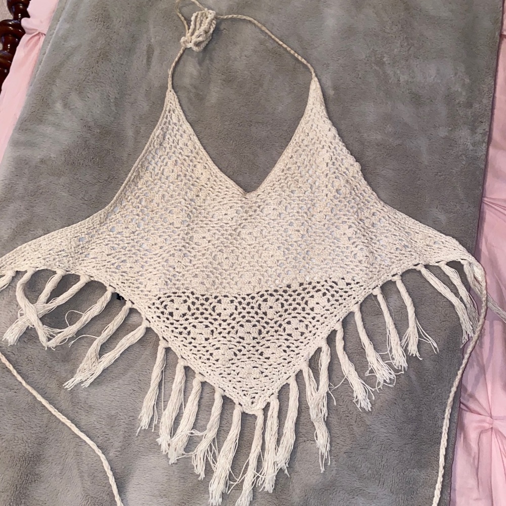 Crochet top tie back
